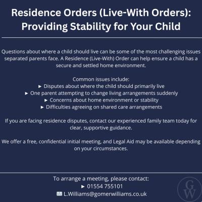 Residence Orders (Live-With Orders)